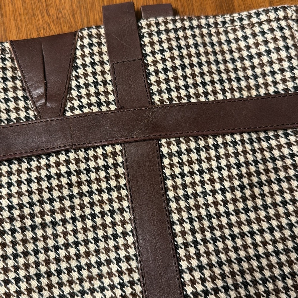 Tommy Hilfiger Frita Brown Leather Houndstooth High Block Heels Tall Boots 8 - Picture 13 of 15